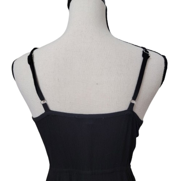 Fourteenth Place Size S Black Crepe Maxi Halter Dress w/ Pink Embroidered Floral - Picture 5 of 13